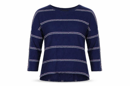 Love Leisure Womens Blue Striped  Basic Blouse Size 16