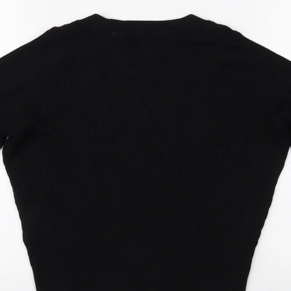 Womens UK Size 8 Topshop Black Basic Blouse
