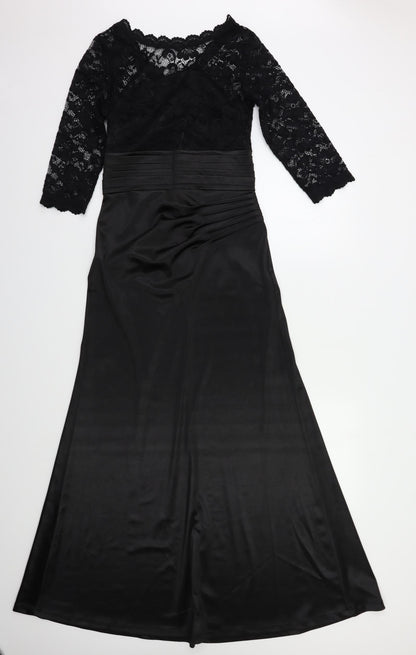 Miusol Womens Black Floral  A-Line  Size S
