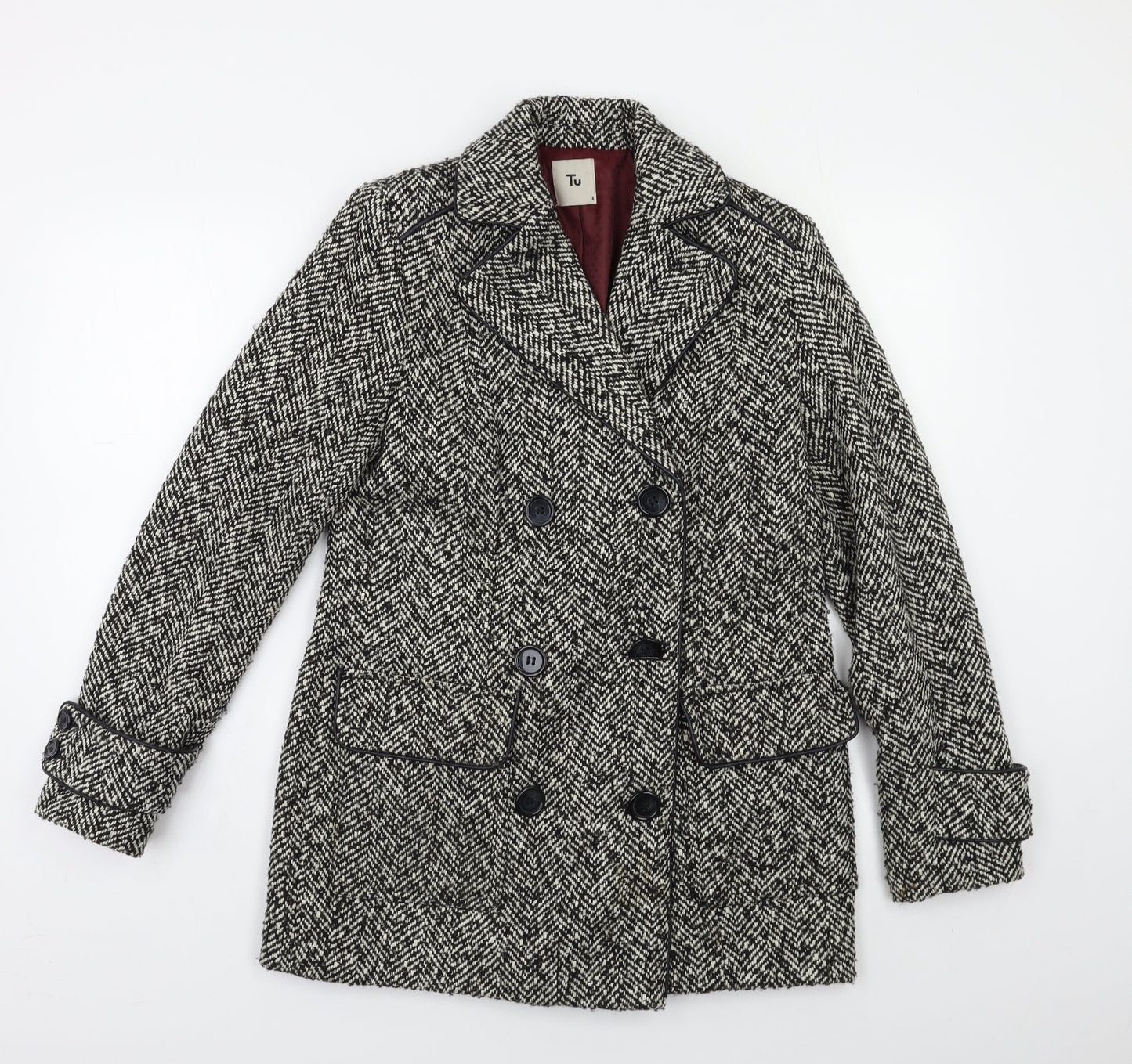 TU Womens Grey   Pea Coat Coat Size 8