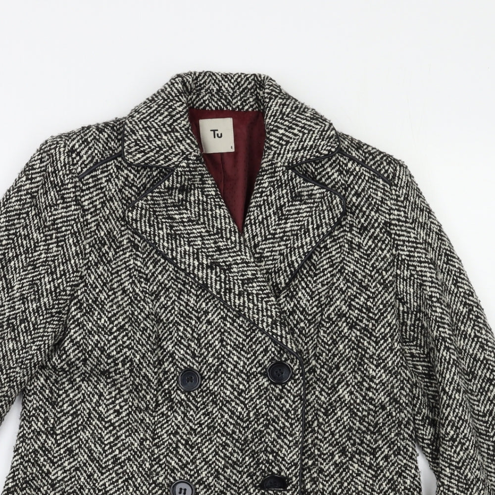 TU Womens Grey   Pea Coat Coat Size 8