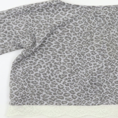 YD Girls Grey Animal Print  Basic T-Shirt Size 10 Years