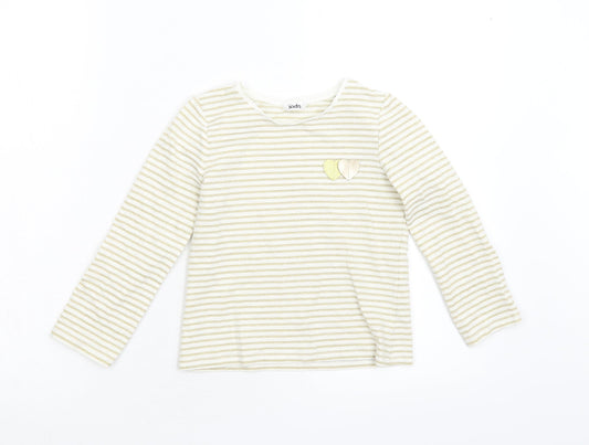 M&Co Girls Gold Striped  Basic T-Shirt Size 5-6 Years
