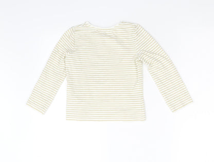 M&Co Girls Gold Striped  Basic T-Shirt Size 5-6 Years
