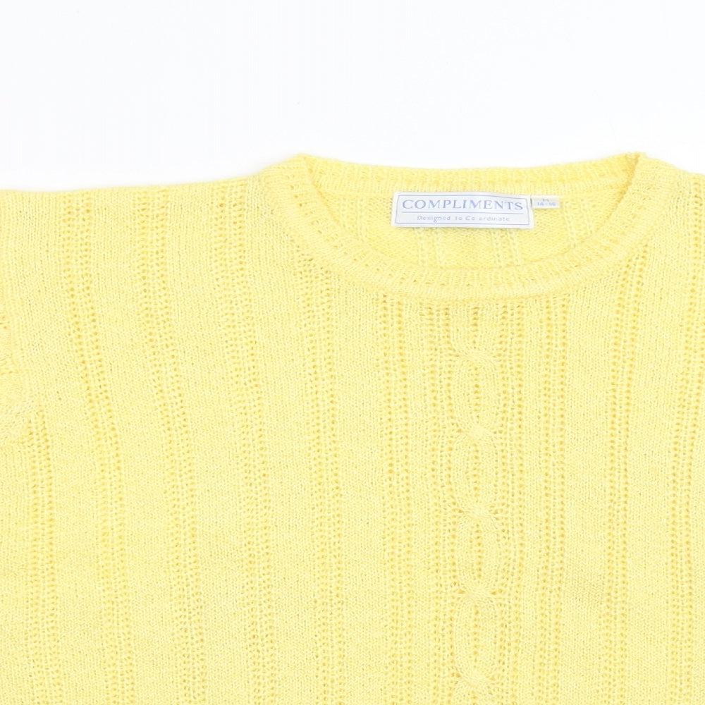 Womens UK Size M Compliments Yellow Pullover Jumper