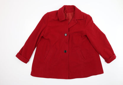 Womens UK Size 16 Kirsten Red Overcoat