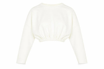 Baziic Womens Ivory   Pullover Sweatshirt One Size