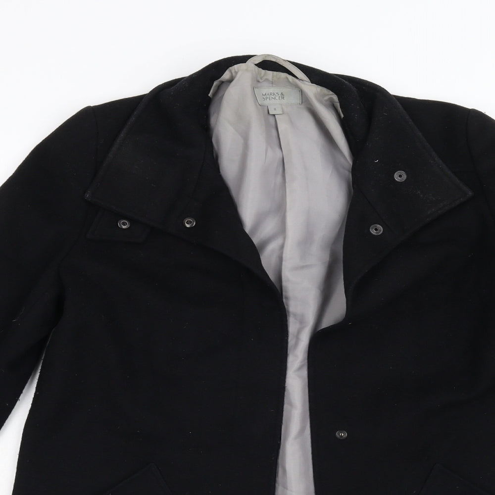Womens UK Size 8 M&S Black Overcoat