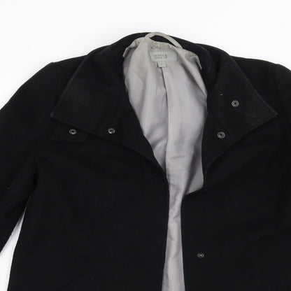 Womens UK Size 8 M&S Black Overcoat
