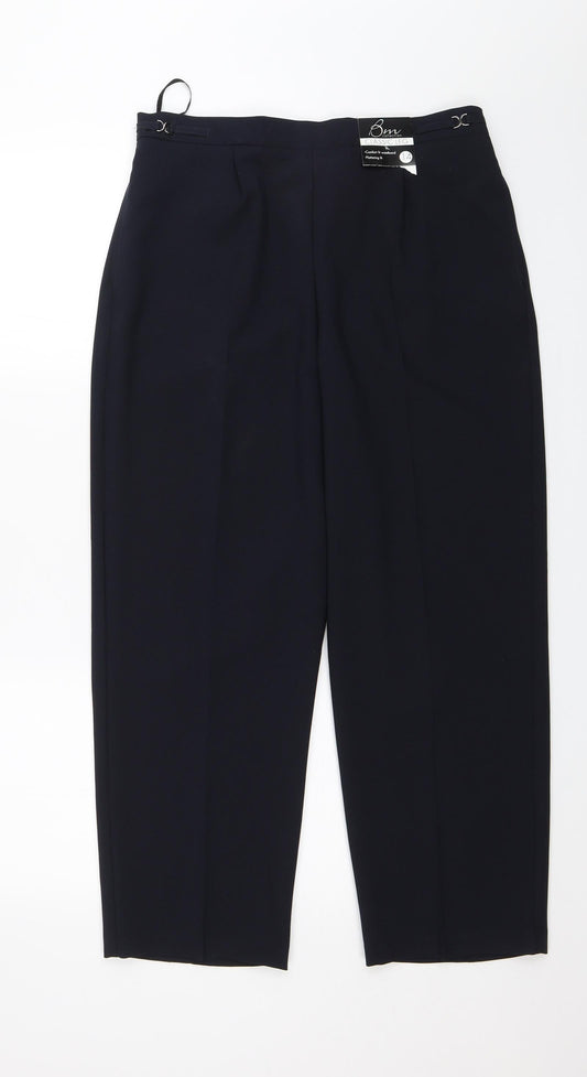 BM Collection Womens Blue   Capri Trousers Size 14 L25 in