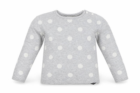 Front view of H&M Baby Grey Polka Dot jumper, size 24, Months