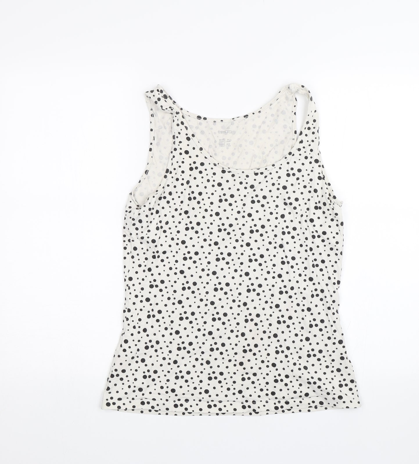 ESMARA Womens White Polka Dot  Basic Tank Size L