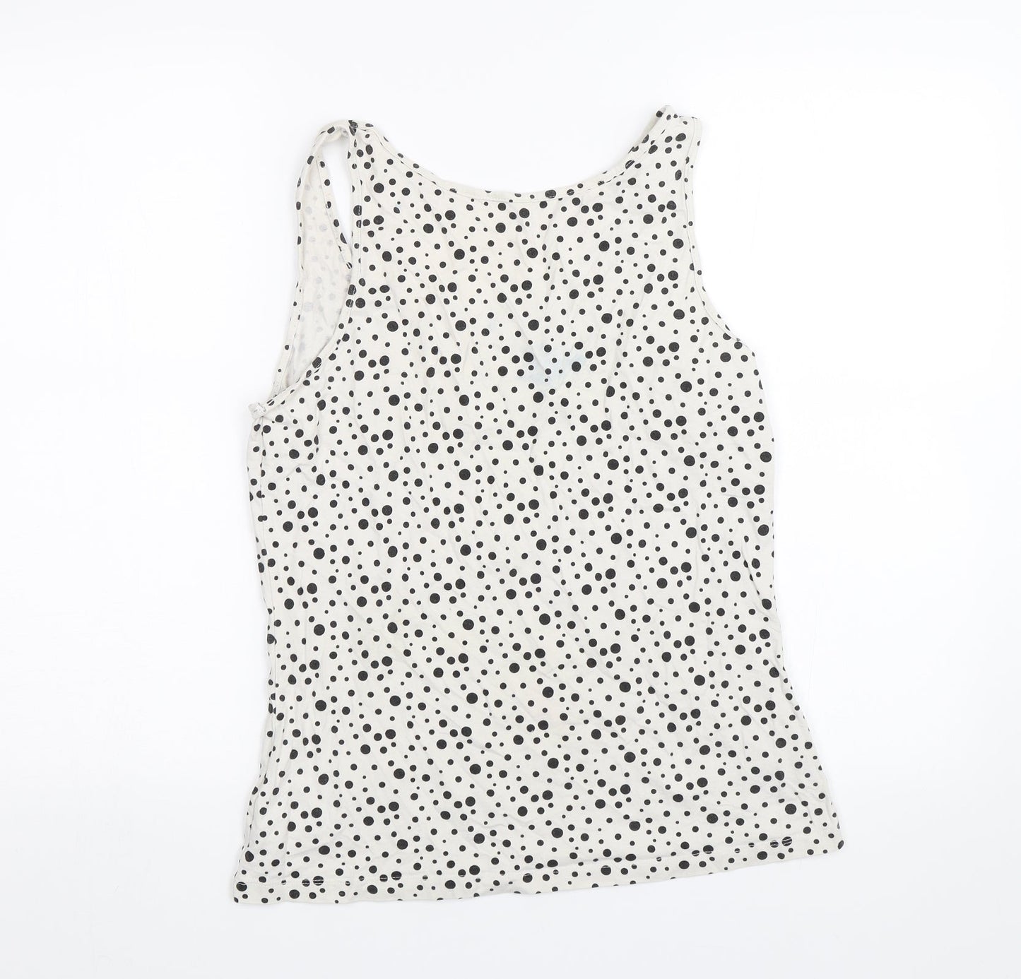 ESMARA Womens White Polka Dot  Basic Tank Size L