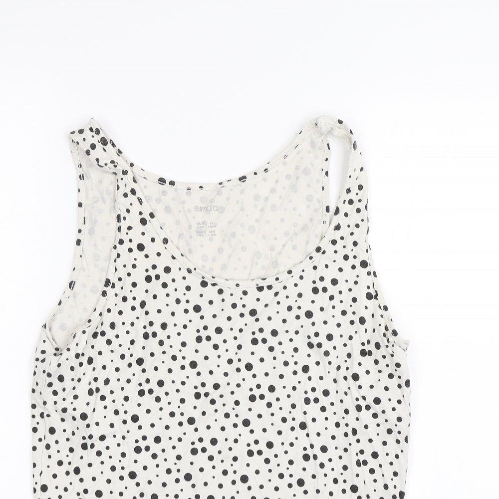 ESMARA Womens White Polka Dot  Basic Tank Size L