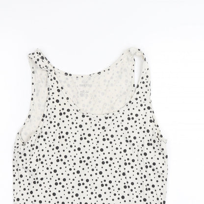 ESMARA Womens White Polka Dot  Basic Tank Size L