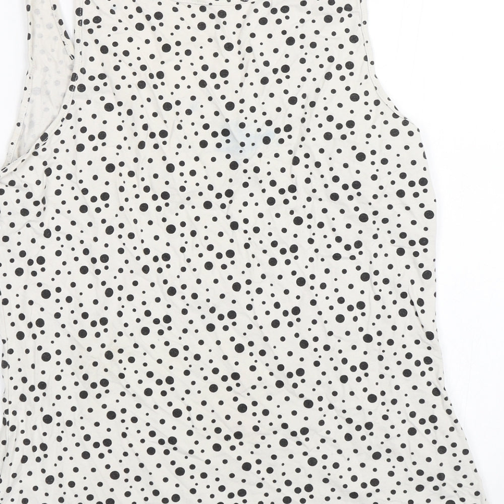 ESMARA Womens White Polka Dot  Basic Tank Size L