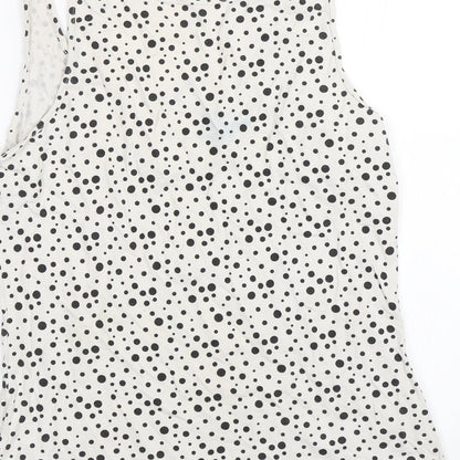 ESMARA Womens White Polka Dot  Basic Tank Size L