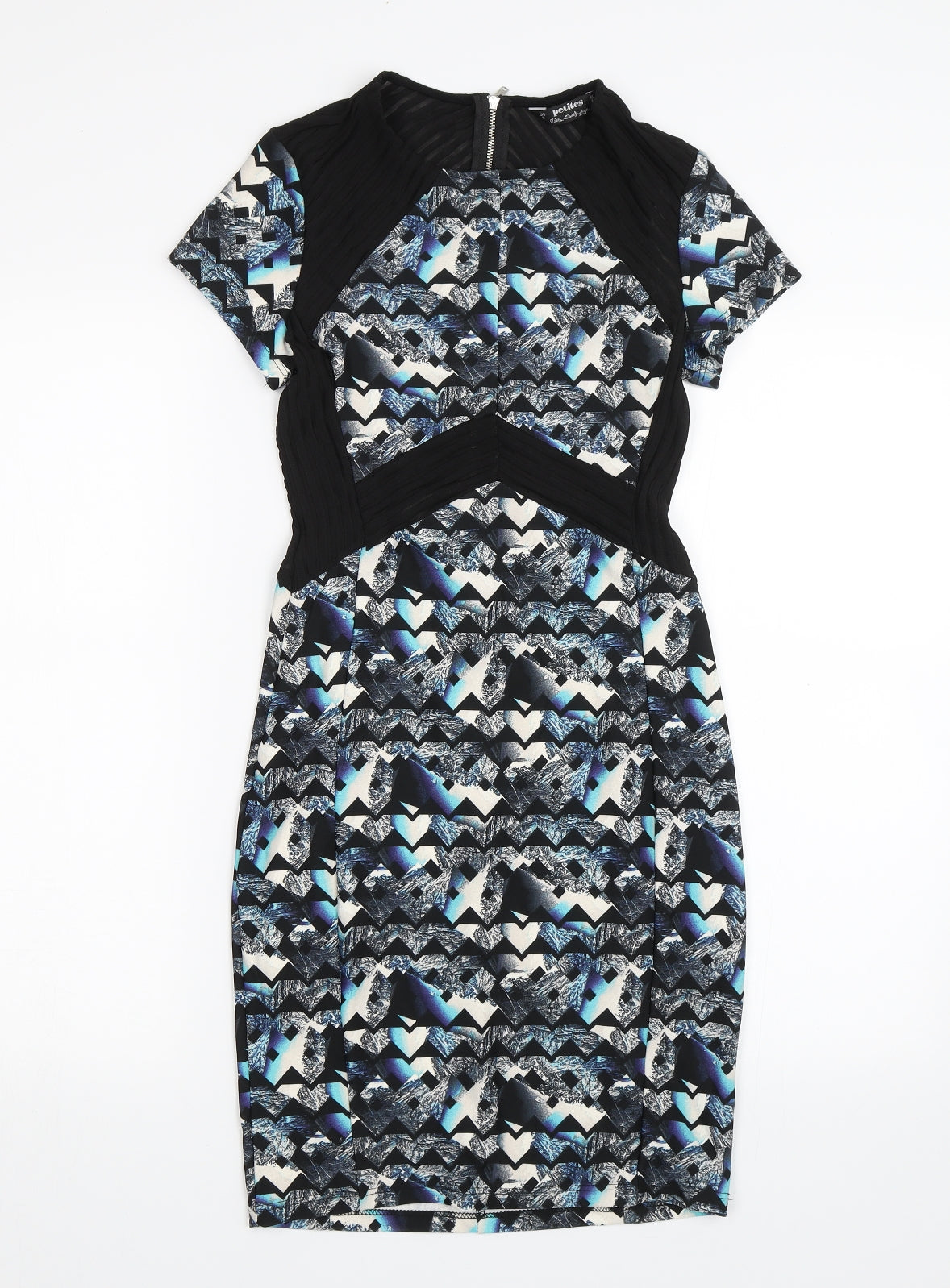 Miss Selfridge Womens Blue Geometric  Pencil Dress  Size 8