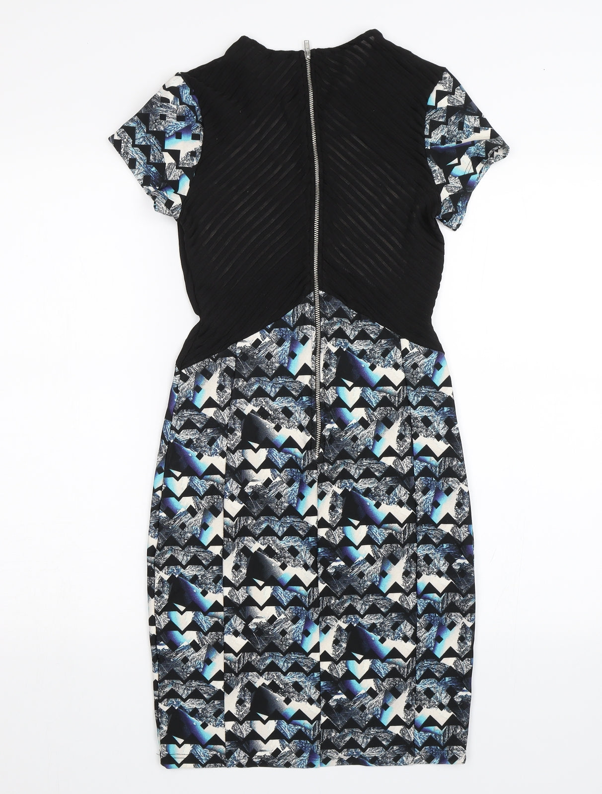Miss Selfridge Womens Blue Geometric  Pencil Dress  Size 8