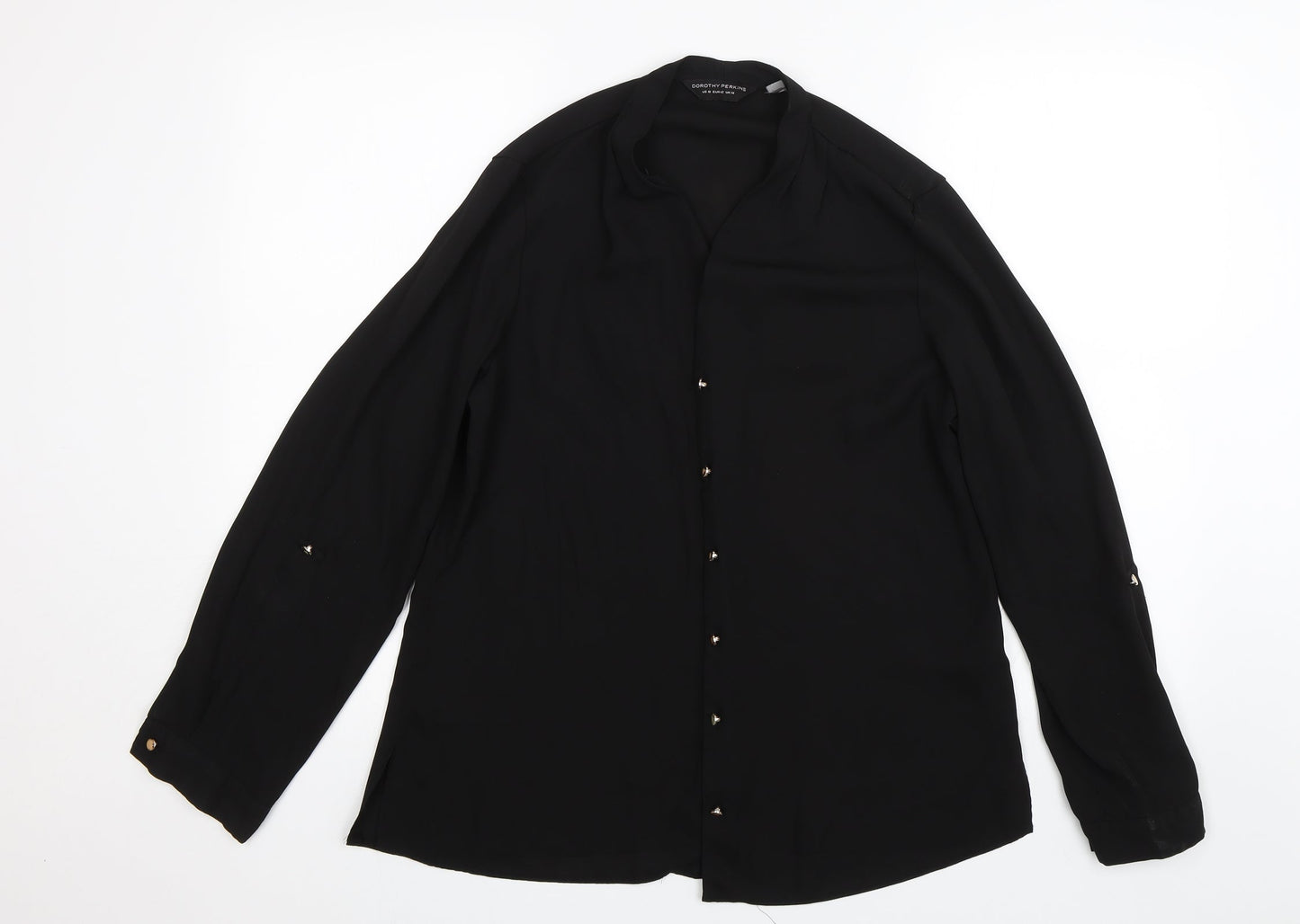 Womens UK Size 14 Dorothy Perkins Black Basic Button-Up