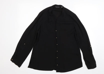 Womens UK Size 14 Dorothy Perkins Black Basic Button-Up