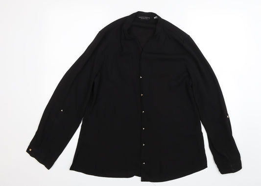 Womens UK Size 14 Dorothy Perkins Black Basic Button-Up
