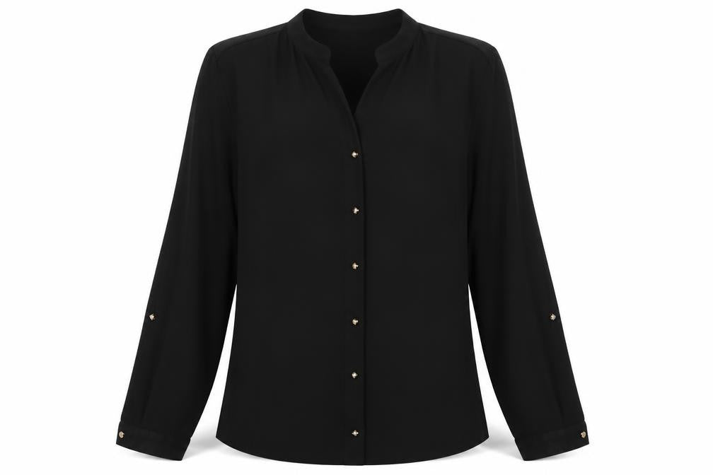 Womens UK Size 14 Dorothy Perkins Black Basic Button-Up