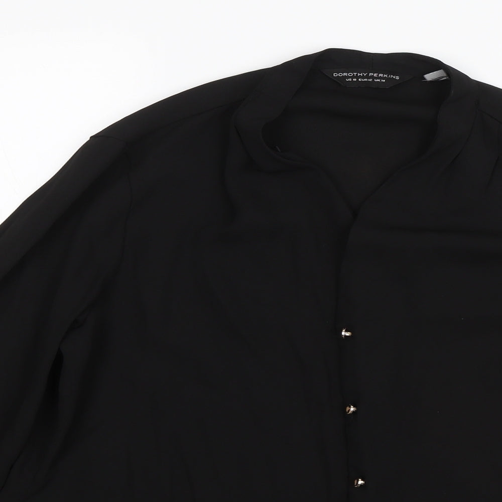 Womens UK Size 14 Dorothy Perkins Black Basic Button-Up