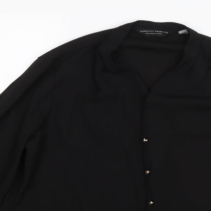Womens UK Size 14 Dorothy Perkins Black Basic Button-Up