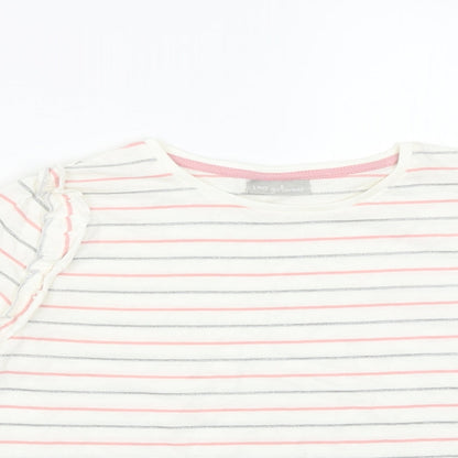 I Love Girlswear Girls White Striped  Basic T-Shirt Size 10 Years