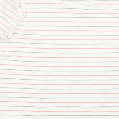 I Love Girlswear Girls White Striped  Basic T-Shirt Size 10 Years