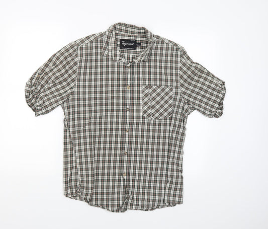 Topman Mens Green Check   Button-Up Size M