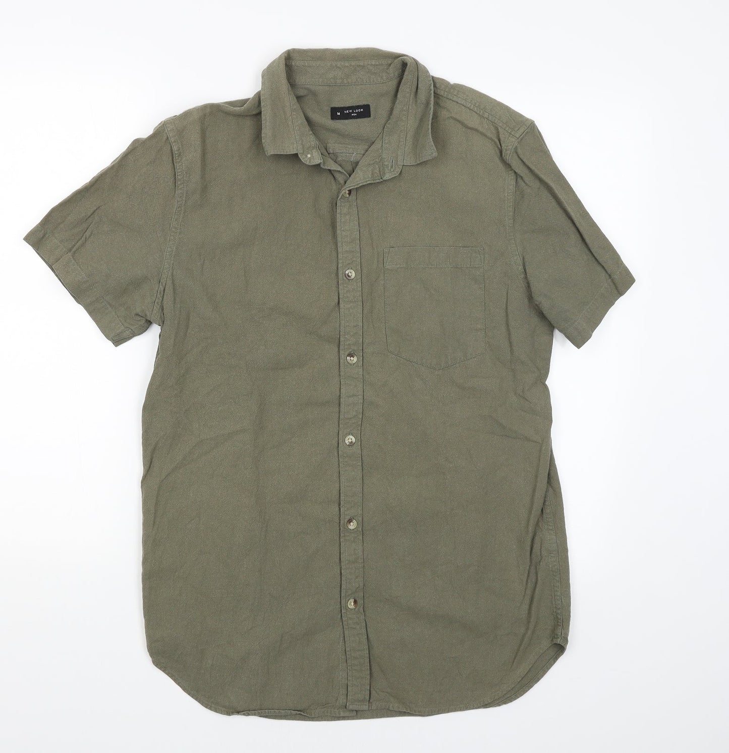 Mens UK Size M New Look Green  Button-Up Short Sleeve Casual Shirt
