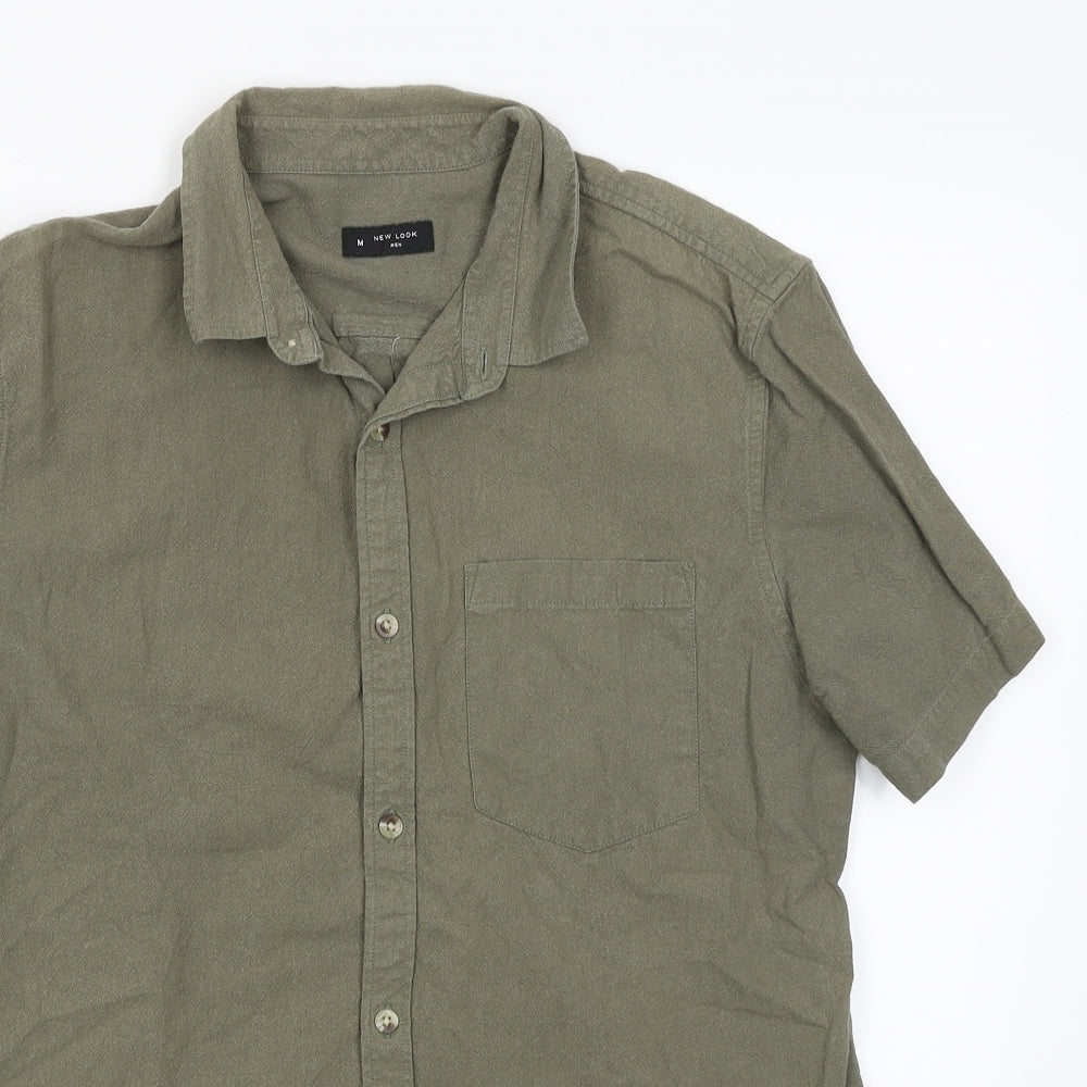 Mens UK Size M New Look Green  Button-Up Short Sleeve Casual Shirt