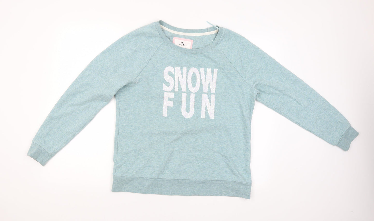 TU Womens Green   Pullover Jumper Size 14  - Snow Fun