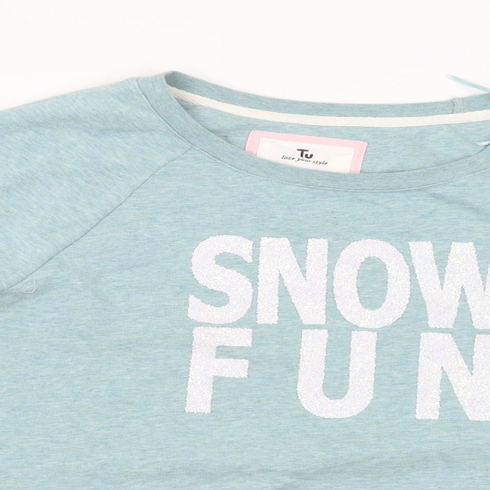 TU Womens Green   Pullover Jumper Size 14  - Snow Fun