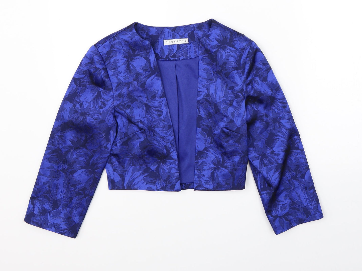 Shubette Womens Blue Floral  Jacket Blazer Size 8