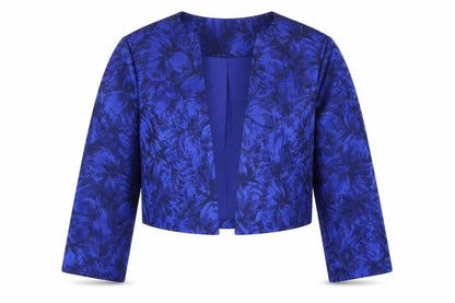 Shubette Womens Blue Floral  Jacket Blazer Size 8