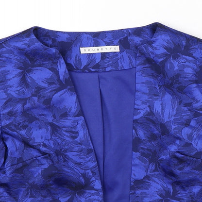 Shubette Womens Blue Floral  Jacket Blazer Size 8