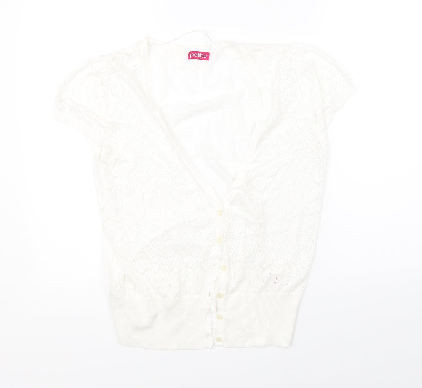 Womens UK Size 14 Petite White Shrug Jumper
