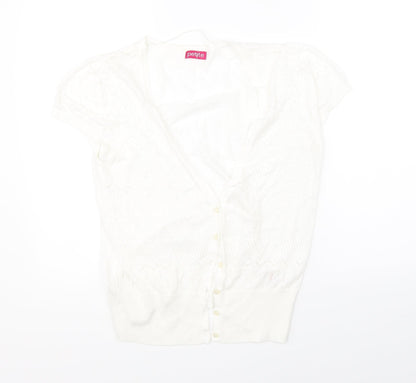 Womens UK Size 14 Petite White Shrug Jumper