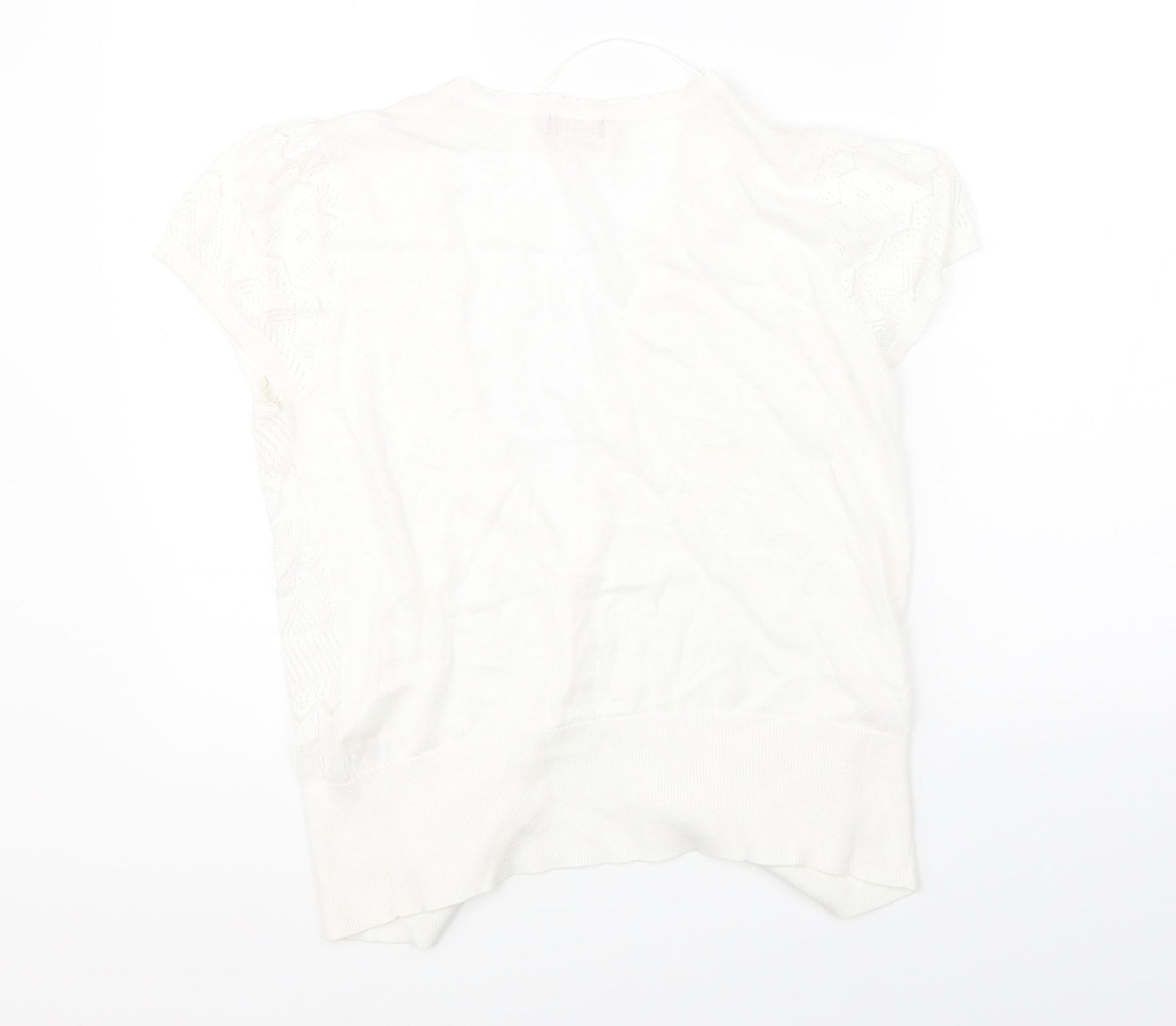 Womens UK Size 14 Petite White Shrug Jumper