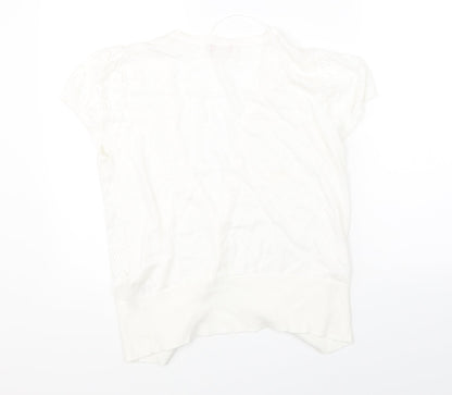 Womens UK Size 14 Petite White Shrug Jumper