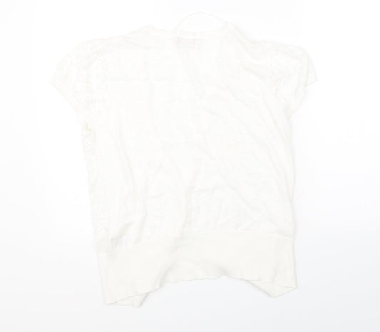 Womens UK Size 14 Petite White Shrug Jumper