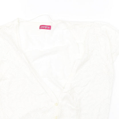 Womens UK Size 14 Petite White Shrug Jumper