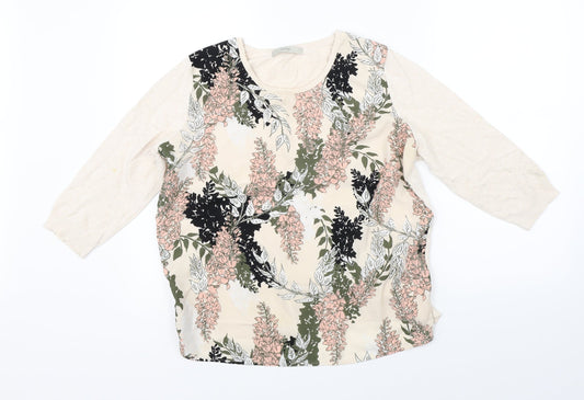 George Womens Beige Floral  Pullover Jumper Size 12