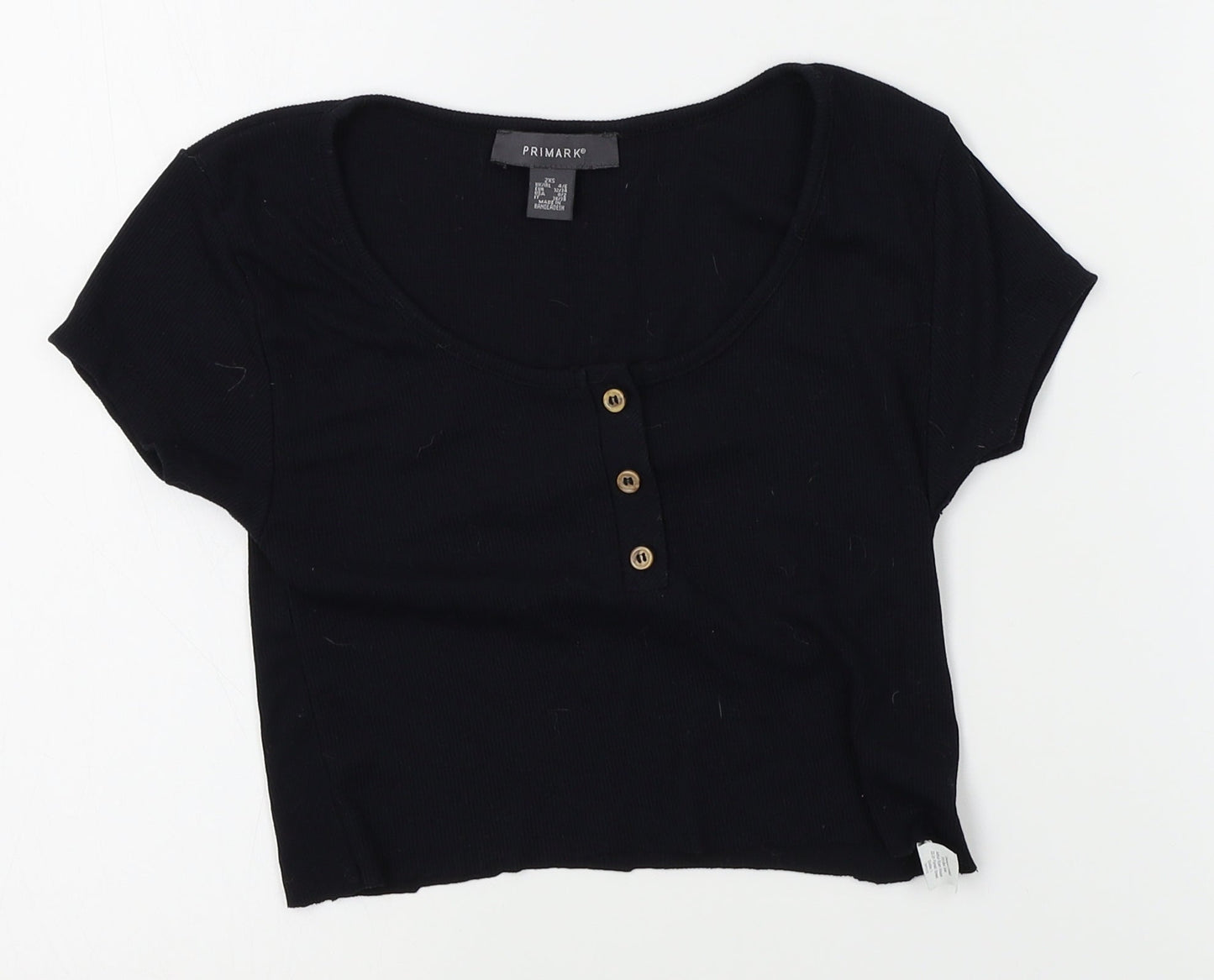 Primark Womens Black   Cropped T-Shirt Size 2XS