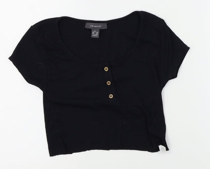 Primark Womens Black   Cropped T-Shirt Size 2XS