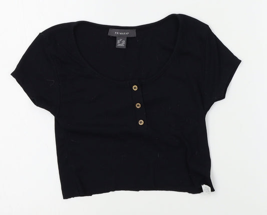 Primark Womens Black   Cropped T-Shirt Size 2XS