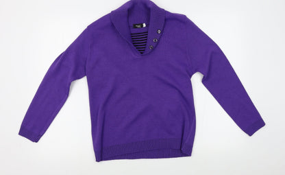 Womens UK Size S Glimpse Design Purple Pullover Jumper